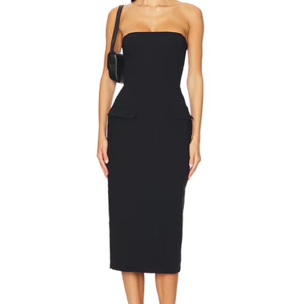 Amanda Uprichard Strapless Black Midi Dress